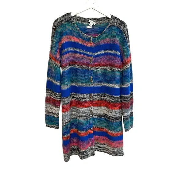 Sundance PS merino wool knit sweater cardigan horn toggle closure multi color - Picture 2 of 13